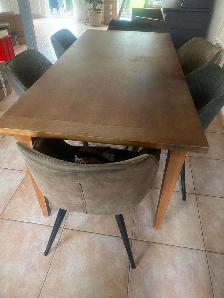 Grote eetkamertafel met 6 stoelen, Huis en Inrichting, Complete eetkamers, Zo goed als nieuw, 4 tot 6 stoelen, Ophalen