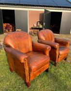2 geleefde schapenleren fauteuils, Huis en Inrichting, Fauteuils, Ophalen, Gebruikt, 75 tot 100 cm