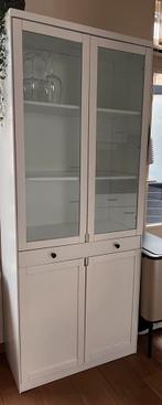 Witte vitrine kast, Ophalen, 50 tot 100 cm, Zo goed als nieuw, 150 tot 200 cm