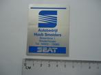sticker oud Seat dealer auto Huub Smolders westerhoven, Verzamelen, Stickers, Verzenden, Zo goed als nieuw, Bedrijf of Vereniging