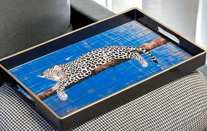 Stijlvol Dienblad met Luipaard Print, Huis en Inrichting, Woonaccessoires | Schalen en Manden, Nieuw, Schaal, Rechthoekig, Overige materialen