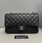 Chanel classic medium lambskin black silver hardware 2017, Ophalen of Verzenden, Gebruikt, Zwart