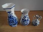 3 delfts blauw vaasjes vaas vazen, Gebruikt, Blauw, Aardewerk of Porselein, Ophalen of Verzenden
