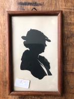 Oude Silhouetknipsel in lijst, Ophalen of Verzenden, Zo goed als nieuw, Hout, Minder dan 50 cm