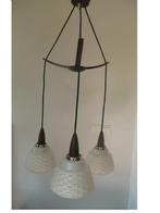 Vintage jaren 50/60 Scandinavische hanglamp., Huis en Inrichting, Lampen | Hanglampen, Gebruikt, Ophalen of Verzenden, Glas
