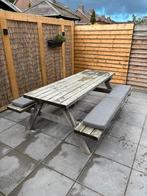 Stevige picknicktafel, Ophalen, Zo goed als nieuw, Rechthoekig, Hout