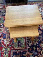 2 Massief blank eiken bijzettafeltjes, Minder dan 55 cm, Zo goed als nieuw, Rechthoekig, Hout