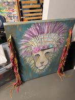 vrolijk kinder schilderij met leeuw en goud, Ophalen