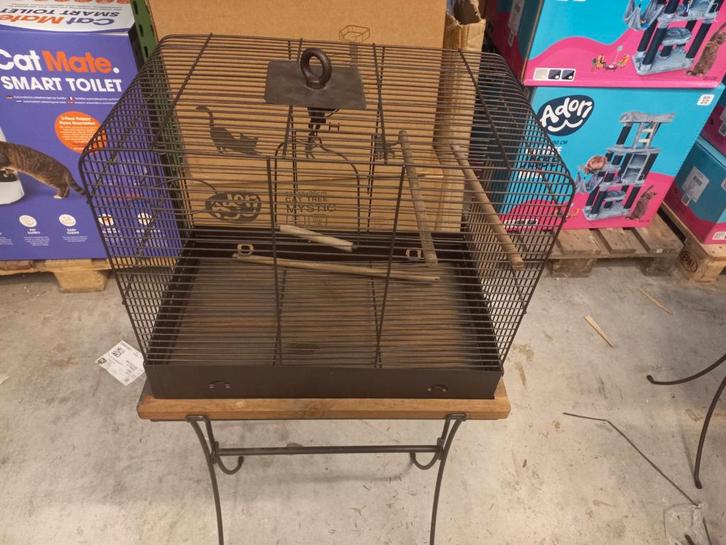 Retro knaagdierenkooi en vogelkooi met standaard, Antiek en Kunst, Antiek | Overige Antiek, Ophalen
