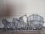 Gietijzeren muurdecoratie paard en kar, Nieuw, Ophalen of Verzenden