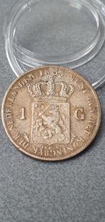 1855 Nederland 1 Gulden - Koning Willem III, 1 gulden, Koning Willem III, Zilver, Ophalen of Verzenden