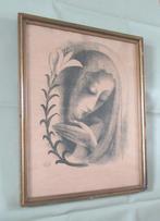 1940 Harrie Sterk tekening religieuze kunst goudkleur lijst, Antiek en Kunst, Ophalen