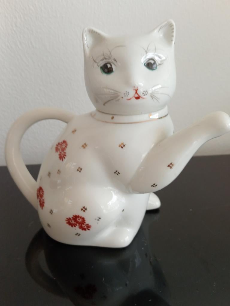 Poes theepot vintage, Ophalen of Verzenden