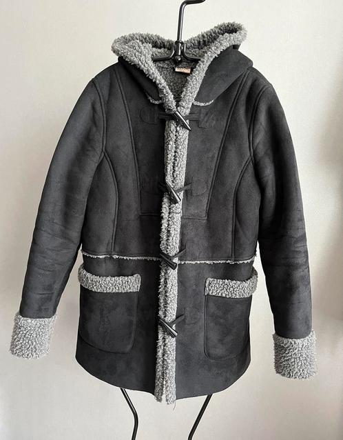 Faux shearling Sherpa houtje touwtje winterjas zwart - XL, Kleding | Dames, Jassen | Winter, Zo goed als nieuw, Maat 46/48 (XL) of groter