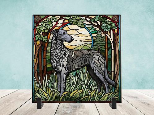 Deerhound Glas in lood tegel incl houder, Huis en Inrichting, Woonaccessoires | Overige, Zo goed als nieuw, Ophalen of Verzenden