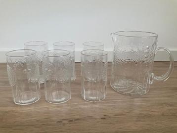iittala Nuutajärvi Flora Toikka Finland 1966 Kan + 6 glazen beschikbaar voor biedingen