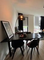 Zwarte tafel met marmeren look tafelblad, Huis en Inrichting, Tafels | Eettafels, Ophalen of Verzenden, Zo goed als nieuw, Rechthoekig