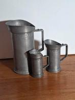 Drie tinnen maatbekers., Antiek en Kunst, Antiek | Tin, Ophalen of Verzenden