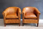2 mooie traditioneel Engelse Club fauteuils chair stoel, Ophalen, Minder dan 75 cm, Leer, Zo goed als nieuw
