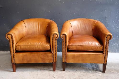 2 mooie traditioneel Engelse Club fauteuils chair stoel, Huis en Inrichting, Fauteuils, Zo goed als nieuw, Leer, 75 tot 100 cm