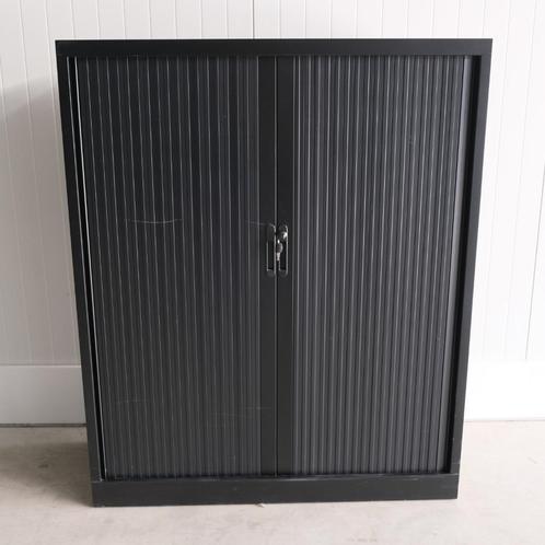 Roldeurkast Zwart, 120x45x145cm (bxdxh), 3 legbord, RD123, Huis en Inrichting, Kasten | Roldeurkasten en Archiefkasten, Gebruikt