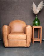 vintage Italiaans blond leather leer fauteuil clubfauteuil !, Ophalen, Gebruikt, 50 tot 75 cm, Leer