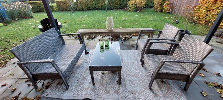 Livin Garden loungeset, Tuin en Terras, Tuinsets en Loungesets, Gebruikt, Loungeset, Kunststof, 4 zitplaatsen, Bank, Ophalen
