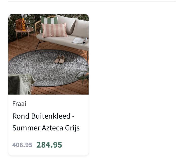 Fraai rond 280 buitenkleed Azteca Summer, Huis en Inrichting, Stoffering | Tapijten en Kleden, Zo goed als nieuw, 200 cm of meer