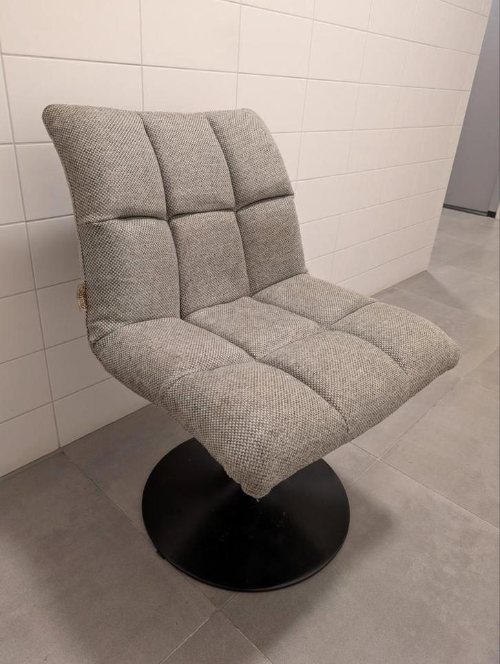 4x Dutchbone Draaibare Loungestoel Grijs Stof, Huis en Inrichting, Stoelen, Gebruikt, Vier, Stof, Grijs, Ophalen