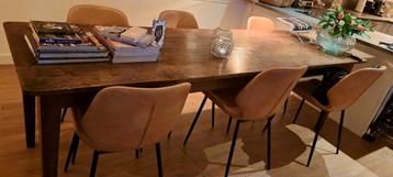 6 Bruine lederen stoelen - Zo goed als nieuw beschikbaar voor biedingen