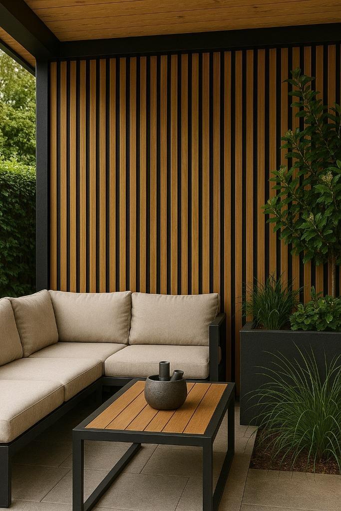 Outdoorpanelen – gevelbekleding zwart aluminium met hout, Doe-het-zelf en Verbouw, Hout en Planken, Nieuw, Overige typen, Overige houtsoorten