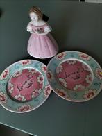 2 bordjes Jet ter Steege plus houten brocante pop, Antiek en Kunst, Ophalen of Verzenden