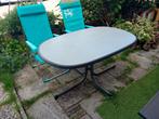 inklapbare campingtafel en 2 opklapbare campingstoelen, Ophalen, Gebruikt, Rechthoekig, Aluminium