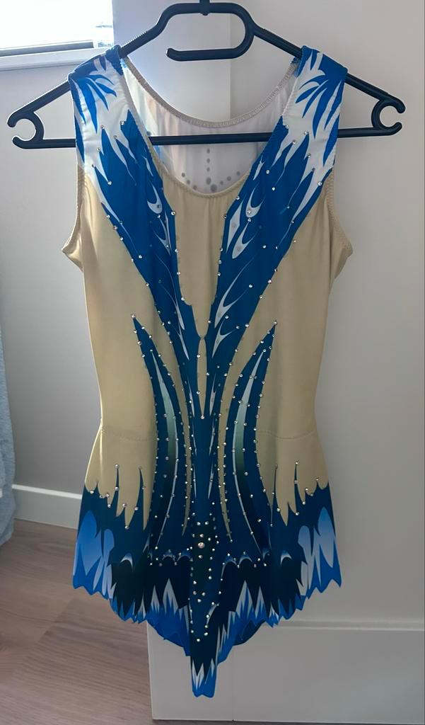 Turnpakje Acro/Ritmische Gym - Maat M (14+), Sport en Fitness, Turnen, Gebruikt, Turnpak(je), Maat 36 t/m 42, Blauw, Ophalen