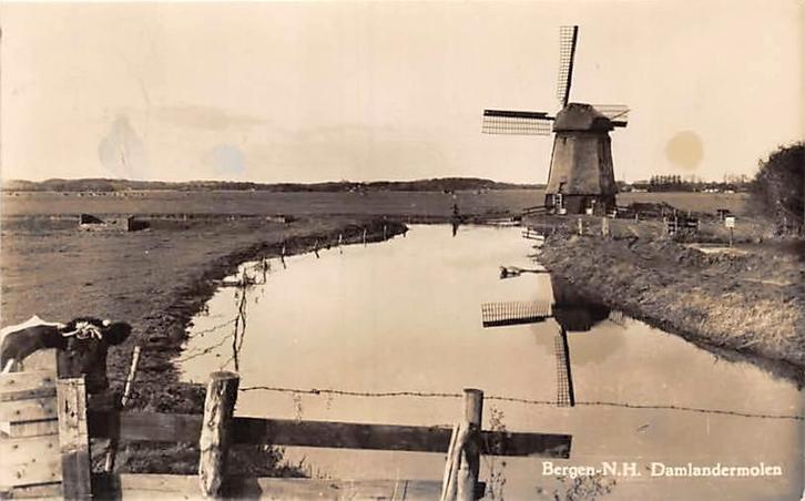 W859 Bergen N.H. Damlandermolen - MOLEN - uitg de Haan, Verzamelen, Ansichtkaarten | Nederland, Gelopen, Noord-Holland, 1940 tot 1960