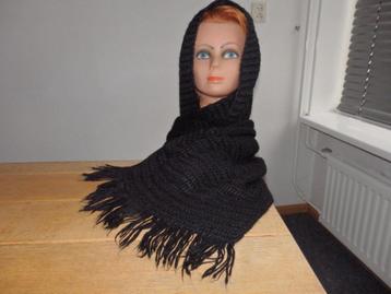  Retro Vintage Zwart Gehaakt Sjaal omslagsjaal Stola 70jaren beschikbaar voor biedingen