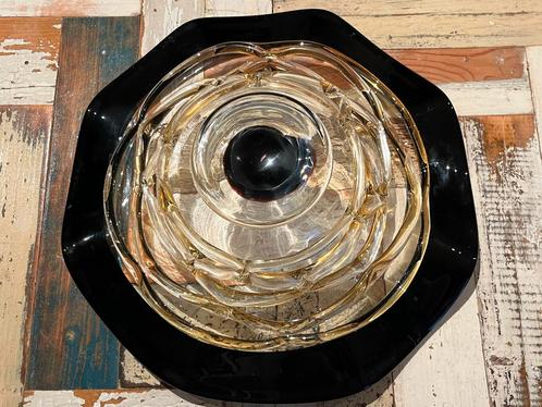 Antieke Glazen Schaal met Zwart Accent, Antiek en Kunst, Antiek | Glas en Kristal, Ophalen of Verzenden