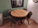 mangohout ronde tafel 120cm met 4 stoelen, Huis en Inrichting, Ophalen, Gebruikt, Rond, Vier personen