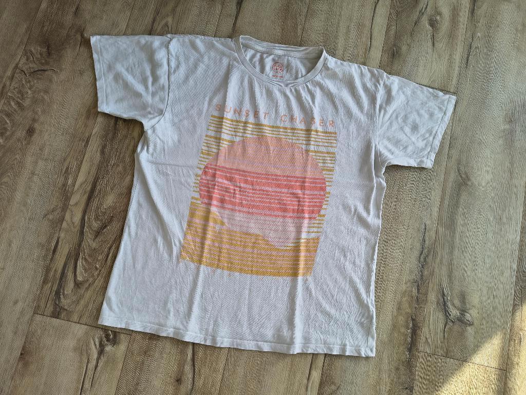 Prachtig baggy wit shirt met oranje print van Pura Vida, M., Maat 38/40 (M), Ophalen of Verzenden, Korte mouw, Onb