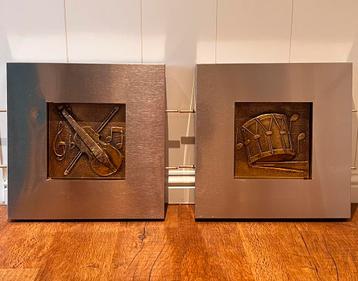 Curtis Jere wandpanelen, vintage metalen reliëf, zeldzaam beschikbaar voor biedingen