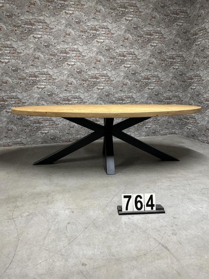 Massief eiken ovale eetkamertafel Origineel nr.764, Huis en Inrichting, Tafels | Eettafels, Nieuw, 100 tot 150 cm, 200 cm of meer