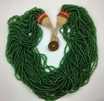 Vintage ketting Naga ketting India groen glas kralen munt 51, Sieraden, Tassen en Uiterlijk, Antieke sieraden, Verzenden, Overige materialen