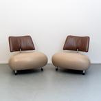 2x Leolux Pallone fauteuils taupe/bruin