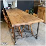 Grote industriële Tafel Eiken Eettafel Werktafel Leestafel, Ophalen, 200 cm of meer, 50 tot 100 cm, Zo goed als nieuw