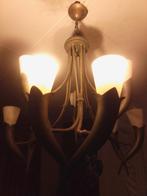 Oude Italiaanse Koperen Hanglamp, Ophalen of Verzenden, Gebruikt, Glas, Antiek