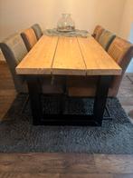 zware eettafel met stalen poten, Huis en Inrichting, Tafels | Eettafels, 200 cm of meer, Zo goed als nieuw, Vijf personen of meer