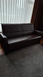 Lederen bank - Driepersoons, Huis en Inrichting, Banken | Bankstellen, Ophalen, Driepersoons, Zo goed als nieuw, Rechte bank