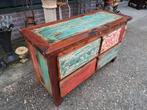 Kleurrijk tv meubel, sidetable, console gemaakt van sloophou, Ophalen, Zo goed als nieuw, 25 tot 50 cm