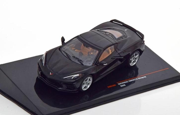 Chevrolet Corvette Sting Ray 2020 Zwart Model 1/43 Ixo Model, Hobby en Vrije tijd, Modelauto's | 1:43, Nieuw, Auto, Overige merken