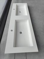 Composiet dubbele spoelbak mat wit 140 cm op 45 cm, Ophalen, 100 tot 150 cm, Wit, Zo goed als nieuw
